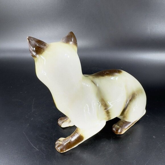 Vintage 1980s Porcelain Siamese Cat Figurine Hand Painted Japan Ceramic Figure - Picture 8 of 16